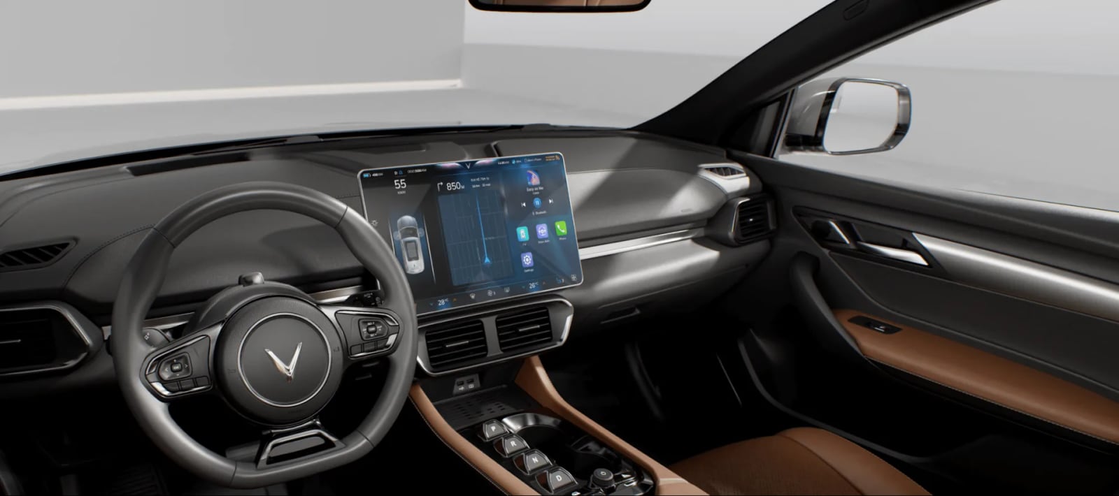 VinFast VF 8 central screen showing the voice assistant